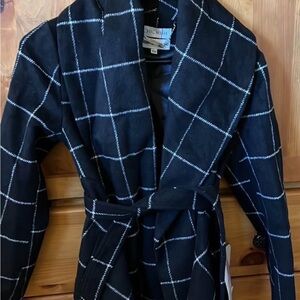 Chicwish Black and White Wool Blend Coat